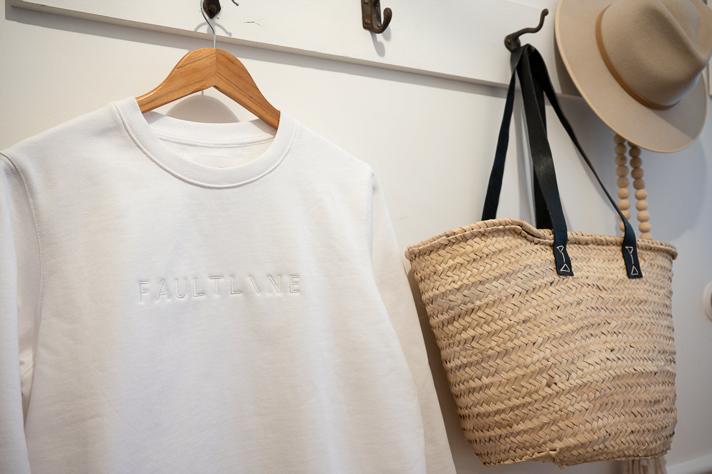 CLEARANCE 60% OFF - Woman's Embroidered Crew White - FAULTLINE THE LABEL - Faultline