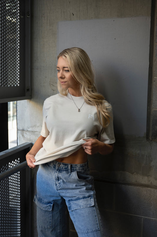 Oversized Tee Faded Bone (Made-To-Order) - FAULTLINE THE LABEL - Faultline The Label