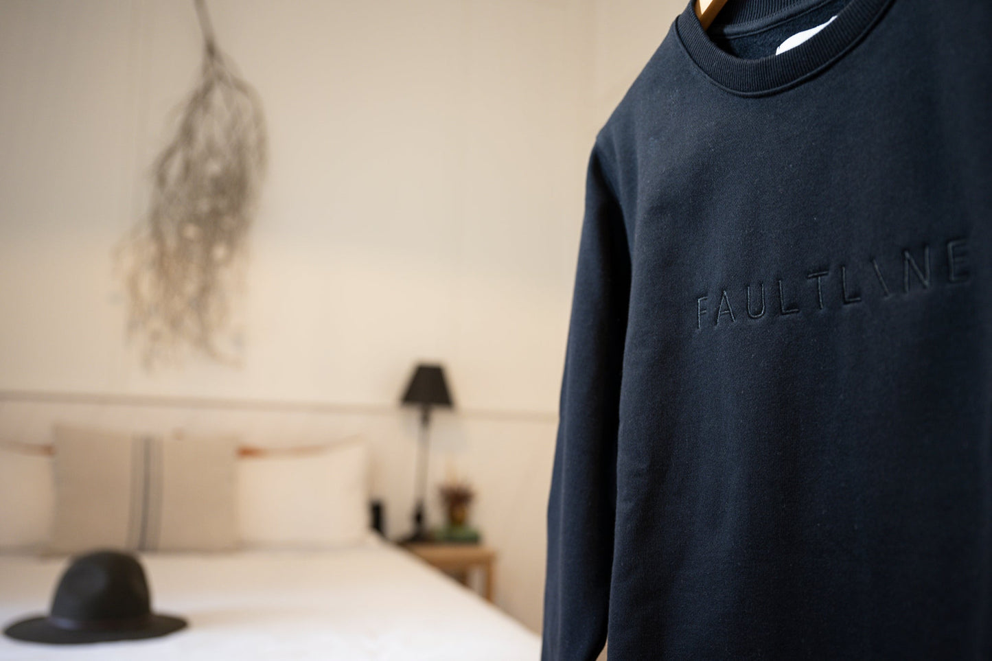 Woman's Embroidered Crew Black - FAULTLINE THE LABEL