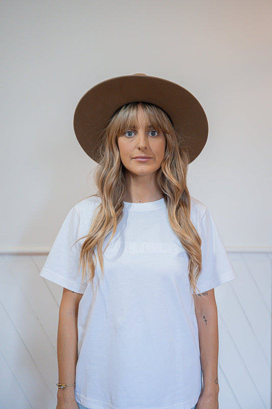 Woman's Embroidered Tee White - FAULTLINE THE LABEL