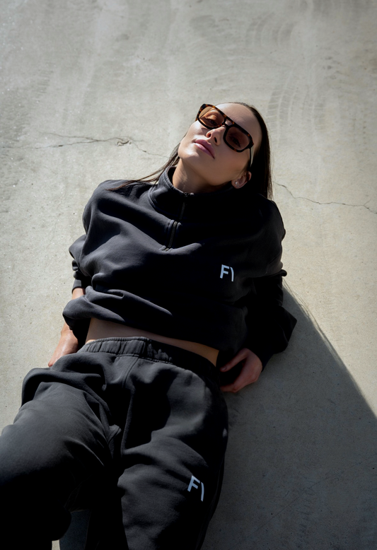 DP1 HALF ZIP JUMPER - FADED BLACK - FAULTLINE THE LABEL  - FAULTLINE THE LABEL