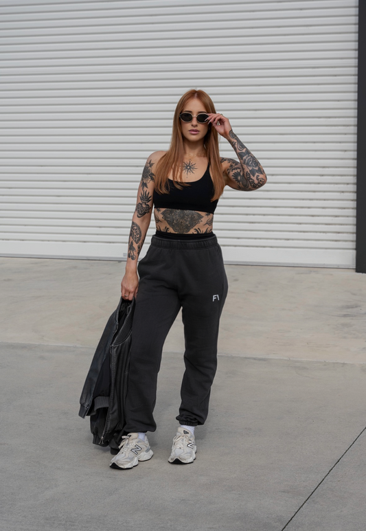 DP1 SWEATPANTS - FADED BLACK - FAULTLINE THE LABEL  - FAULTLINE THE LABEL