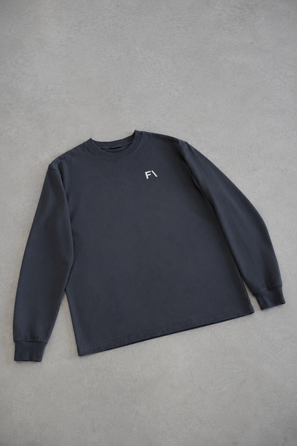 DP1 LONG SLEEVE TEE - FADED BLACK - FAULTLINE THE LABEL  - FAULTLINE THE LABEL