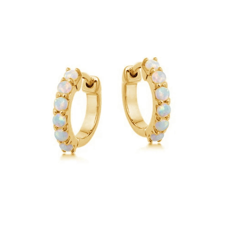 Harper Opal Hoop Earrings - Petite - FAULTLINE THE LABEL 