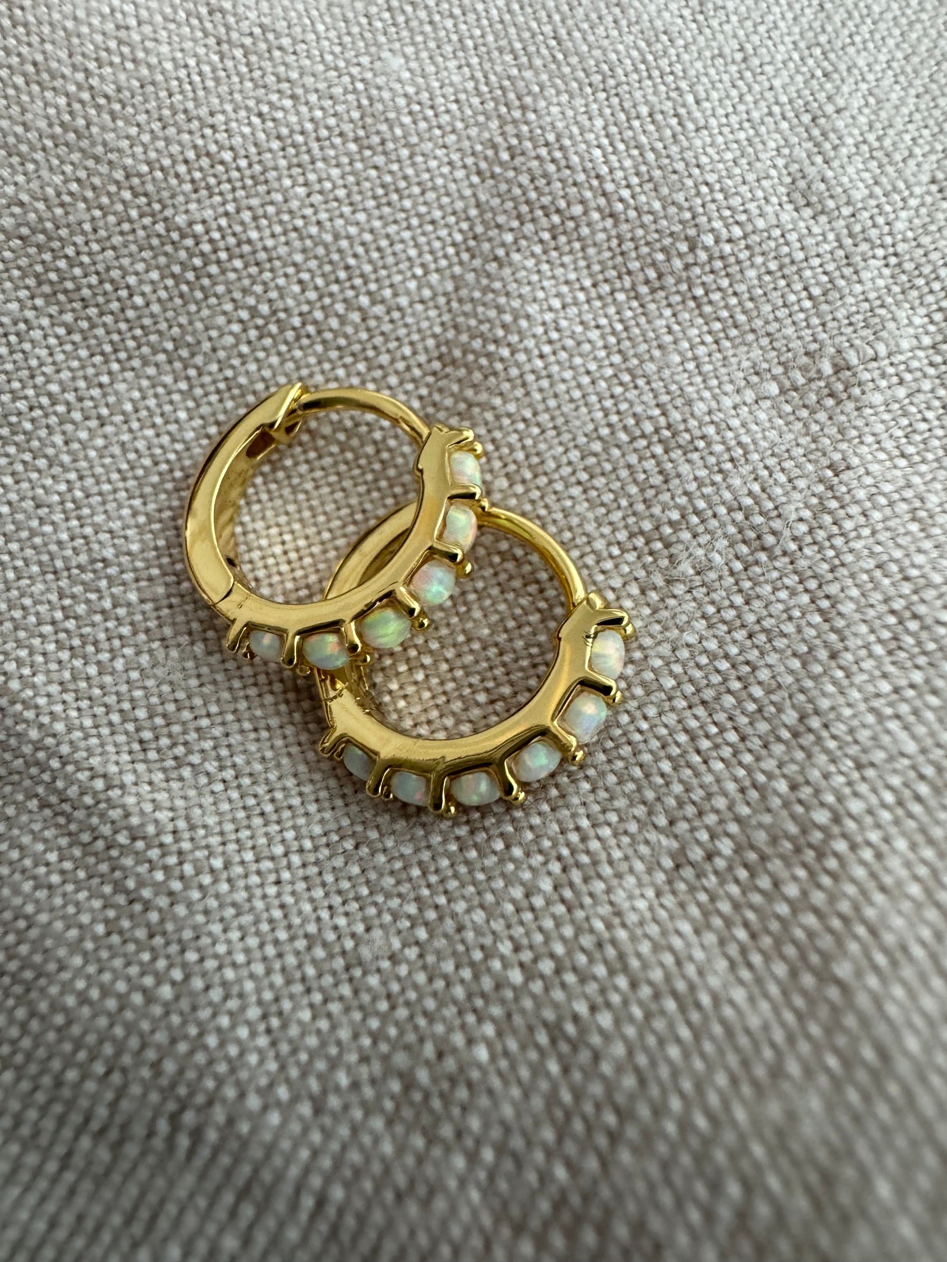 Harper Opal Hoop Earrings - Petite - FAULTLINE THE LABEL 