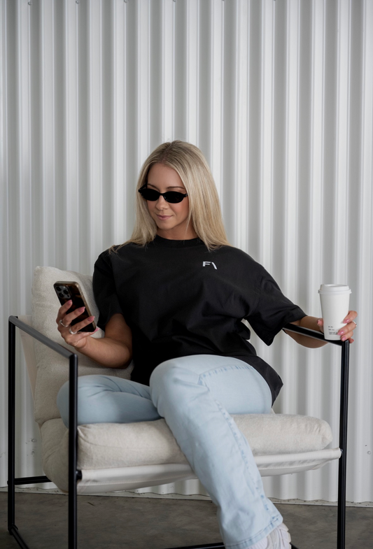 DP1 HEAVY TEE - FADED BLACK - FAULTLINE THE LABEL  - FAULTLINE THE LABEL