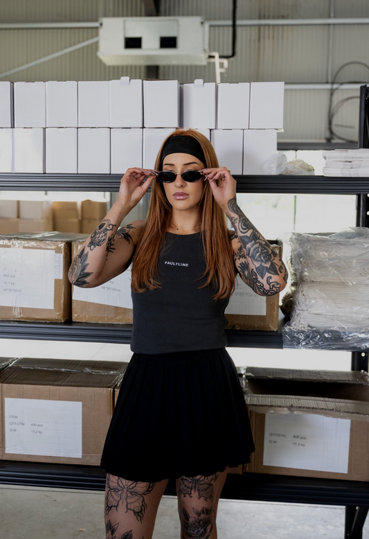 DP1 RIB TANK - FADED BLACK - FAULTLINE THE LABEL  - FAULTLINE THE LABEL
