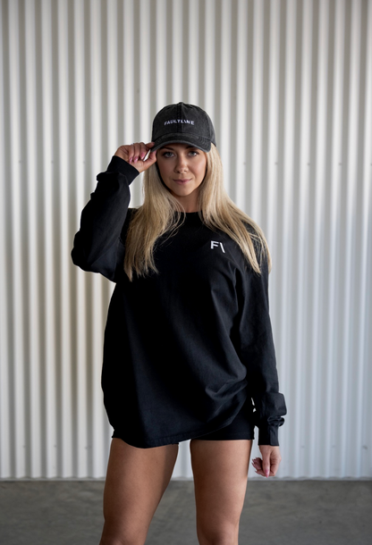 DP1 LONG SLEEVE TEE - FADED BLACK - FAULTLINE THE LABEL  - FAULTLINE THE LABEL