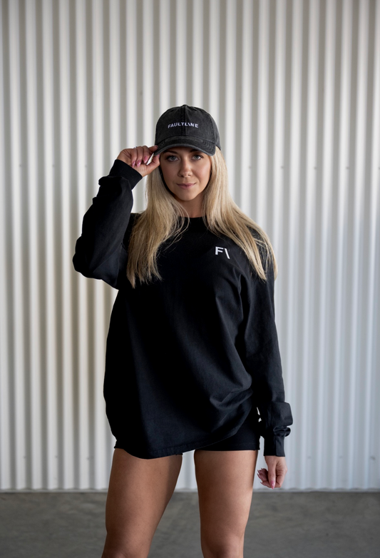 DP1 LONG SLEEVE TEE - FADED BLACK - FAULTLINE THE LABEL  - FAULTLINE THE LABEL