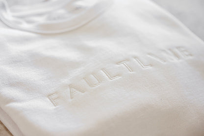 Woman's Embroidered Crew White - FAULTLINE THE LABEL 