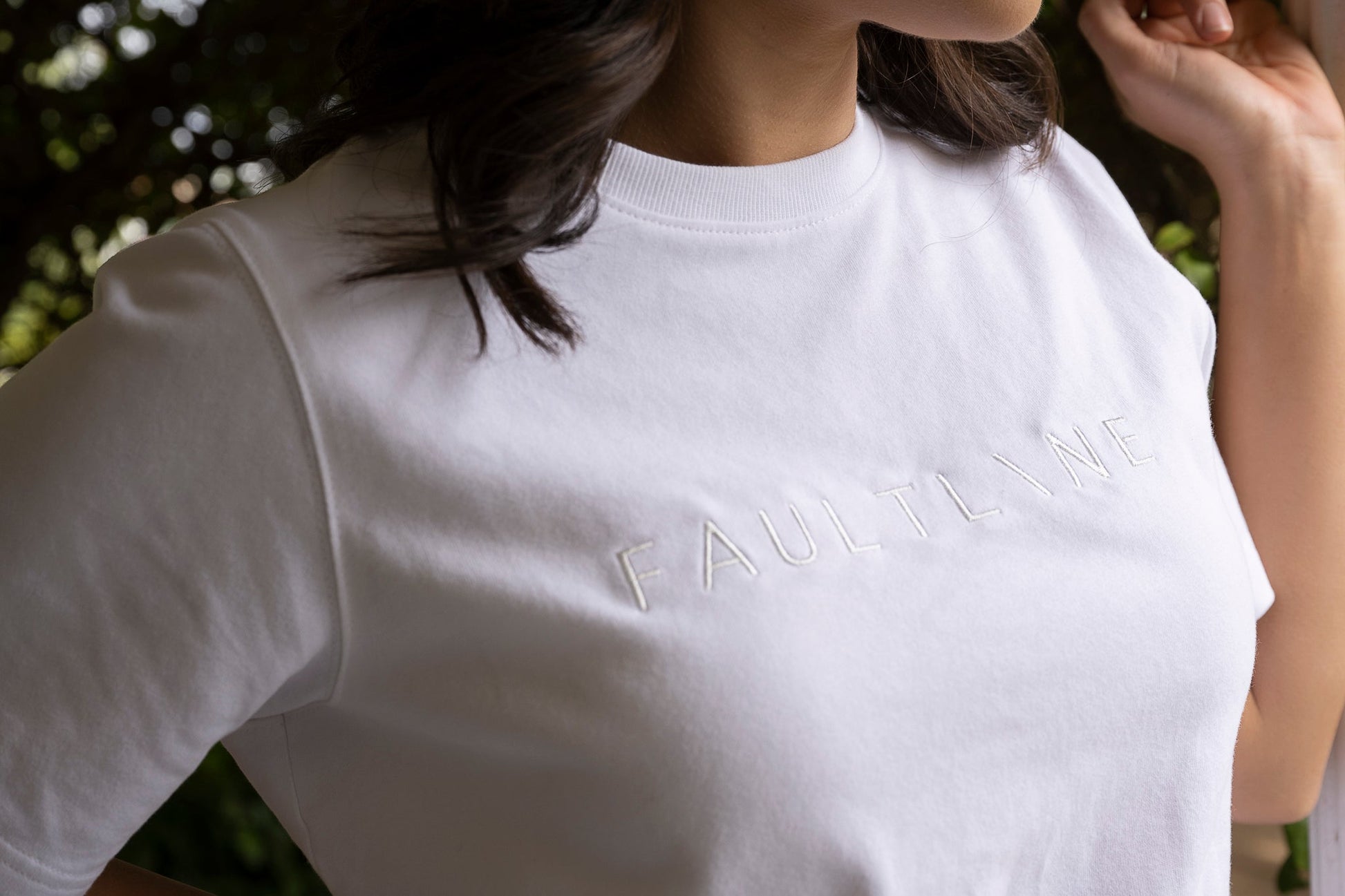 Woman's Embroidered Tee White - FAULTLINE THE LABEL 