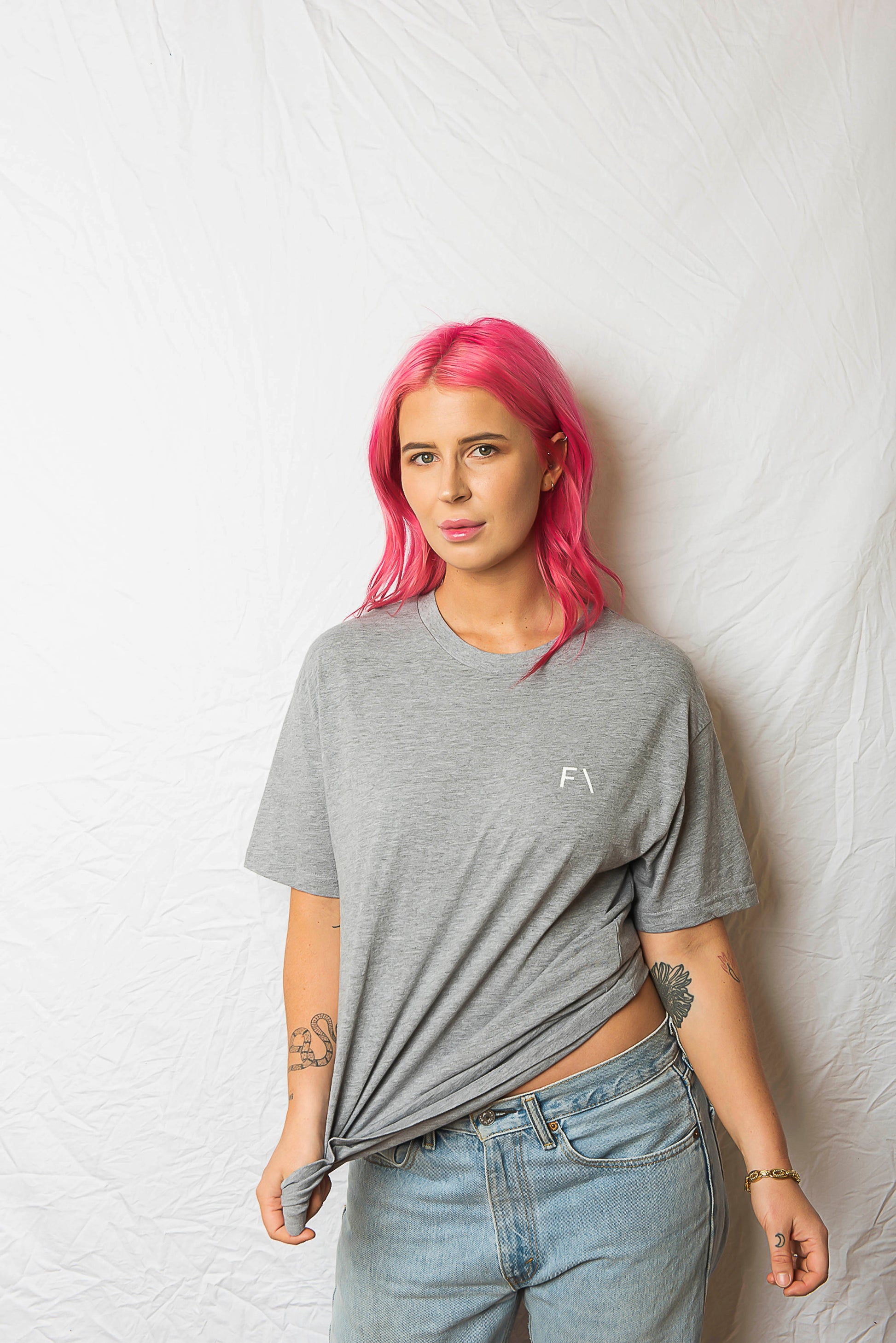 Unisex Box Tee Light Grey - FAULTLINE THE LABEL 